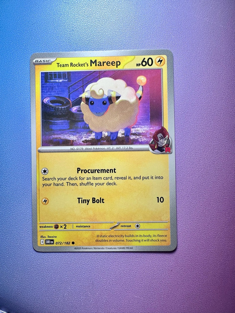 team rocket’s mareep - 072/182 (common) — pokemon: destined rivals